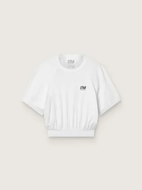 Women's white cropped sports T-shirt