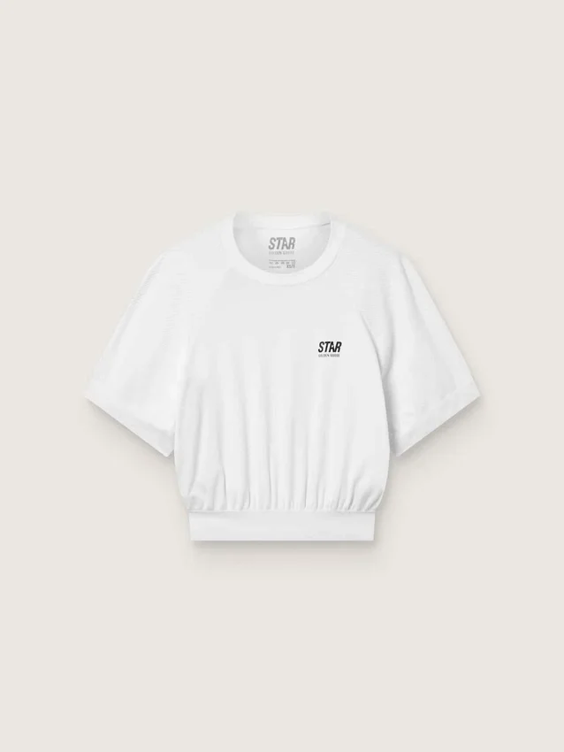 Women's white cropped sports T-shirt