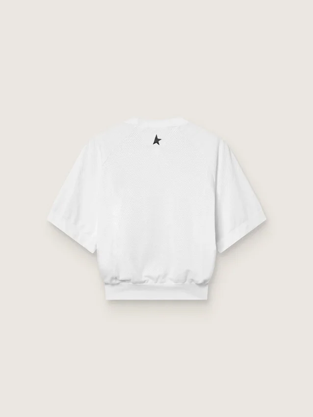 Women's white cropped sports T-shirt