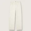 Women's white denim pants with beading and crystals
