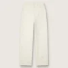 Women's white denim pants with beading and crystals