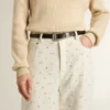 Women's white denim pants with beading and crystals