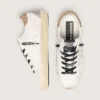 Women's white leather Super-Star with glittery heel tab