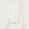 Women's white long-sleeve sports top with zip