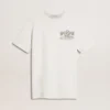 Women's white T-shirt with black print on the chest