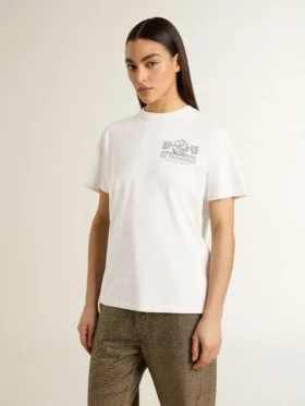 Women’s white T-shirt with black print on the chest
