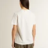 Women's white T-shirt with black print on the chest