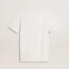 Women's white T-shirt with black print on the chest