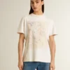 Women's white T-shirt with floral print