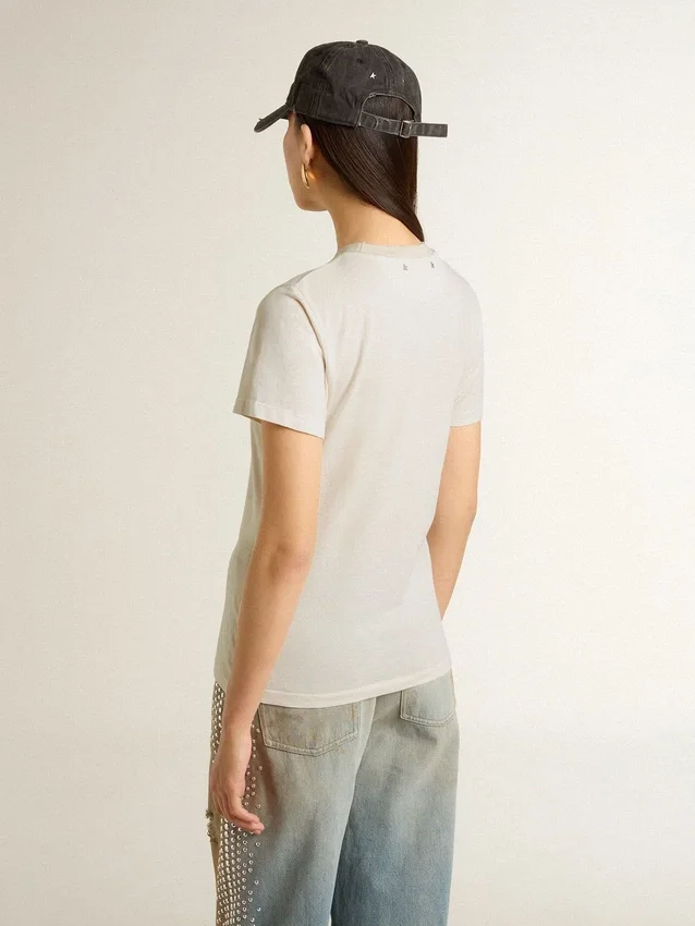 Women's white T-shirt with print on the front