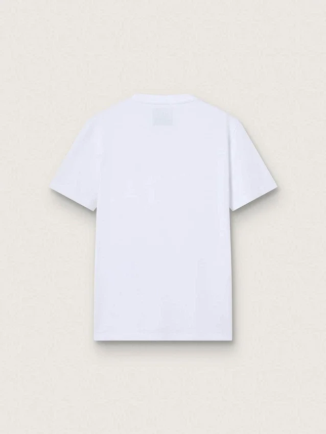 Women's white T-shirt with silver glitter star on the front
