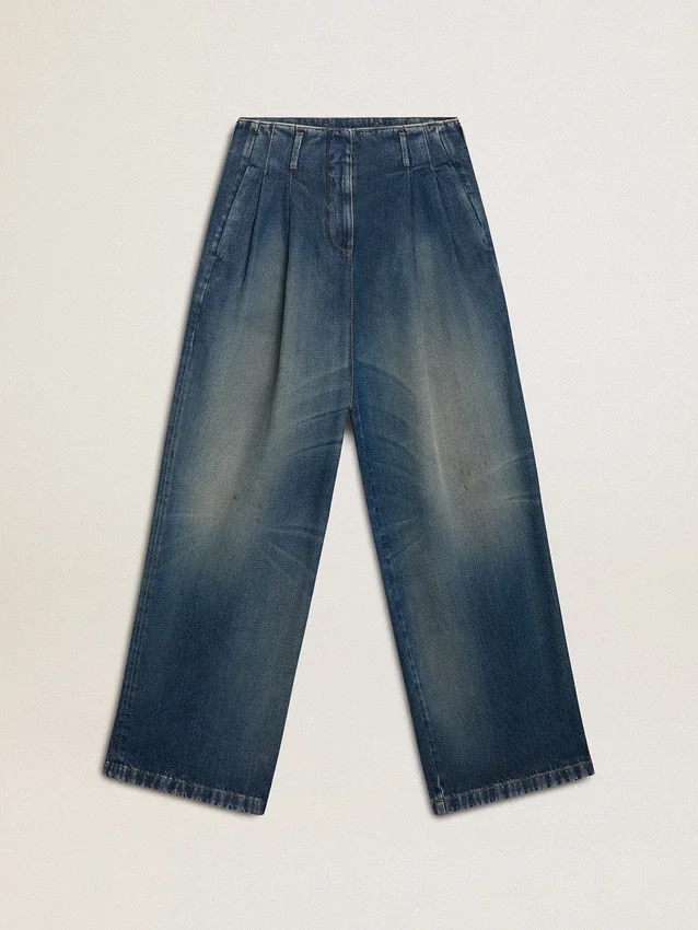 Women’s wide-leg medium wash CNY jeans