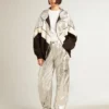 Women's windcheater in silver and black technical fabric