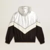 Women's windcheater in silver and black technical fabric