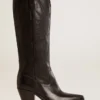 Women's Wish Star boots in black leather with star embroidery