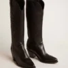 Women's Wish Star boots in black leather with star embroidery