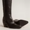 Women's Wish Star boots in black leather with star embroidery
