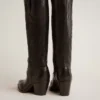 Women's Wish Star boots in black leather with star embroidery