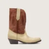 Women’s Wish Star low boots in beige and brown leather with embroidery