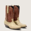 Women’s Wish Star low boots in beige and brown leather with embroidery