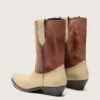 Women’s Wish Star low boots in beige and brown leather with embroidery