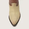Women’s Wish Star low boots in beige and brown leather with embroidery