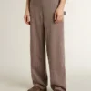 Women’s wool blend pants in light brown micro chevron