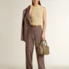 Women’s wool blend pants in light brown micro chevron