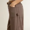 Women’s wool blend pants in light brown micro chevron