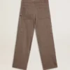 Women’s wool blend pants in light brown micro chevron