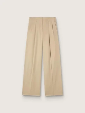 Women’s wool gabardine pants in sand