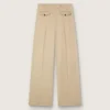 Women’s wool gabardine pants in sand