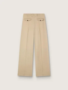 Women’s wool gabardine pants in sand
