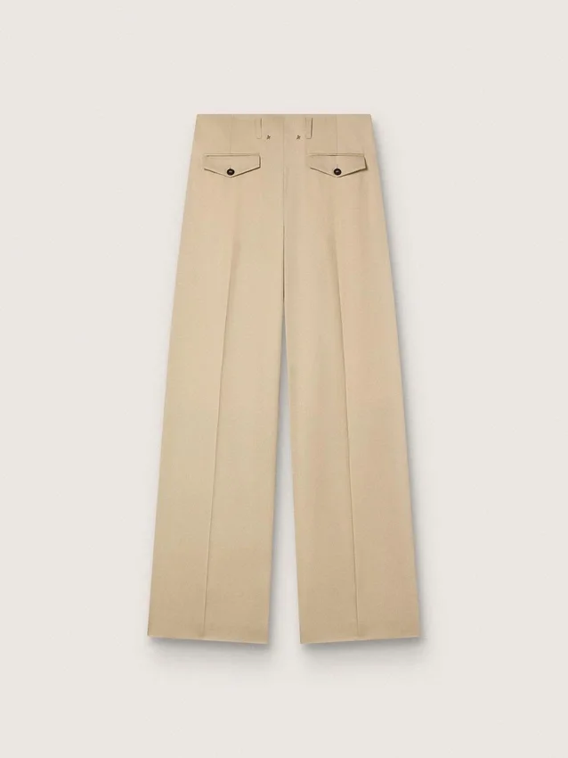 Women’s wool gabardine pants in sand