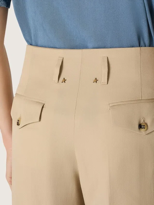 Women’s wool gabardine pants in sand