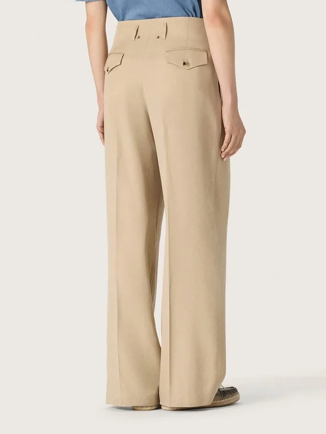 Women’s wool gabardine pants in sand