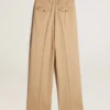 Women’s wool gabardine pants in sand