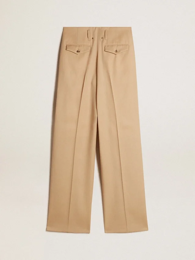 Women’s wool gabardine pants in sand