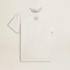 Women's worn-white cotton T-shirt with black lettering