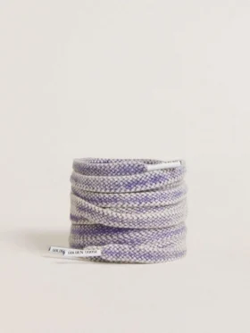Worn-purple cotton laces with logoed aglet