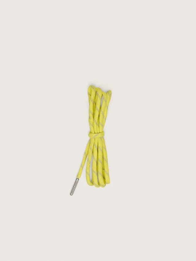 Yellow hiking laces with gray details