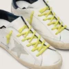Yellow hiking laces with gray details
