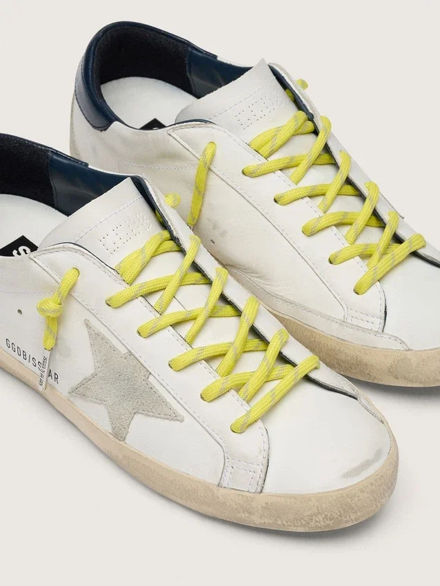 Yellow hiking laces with gray details