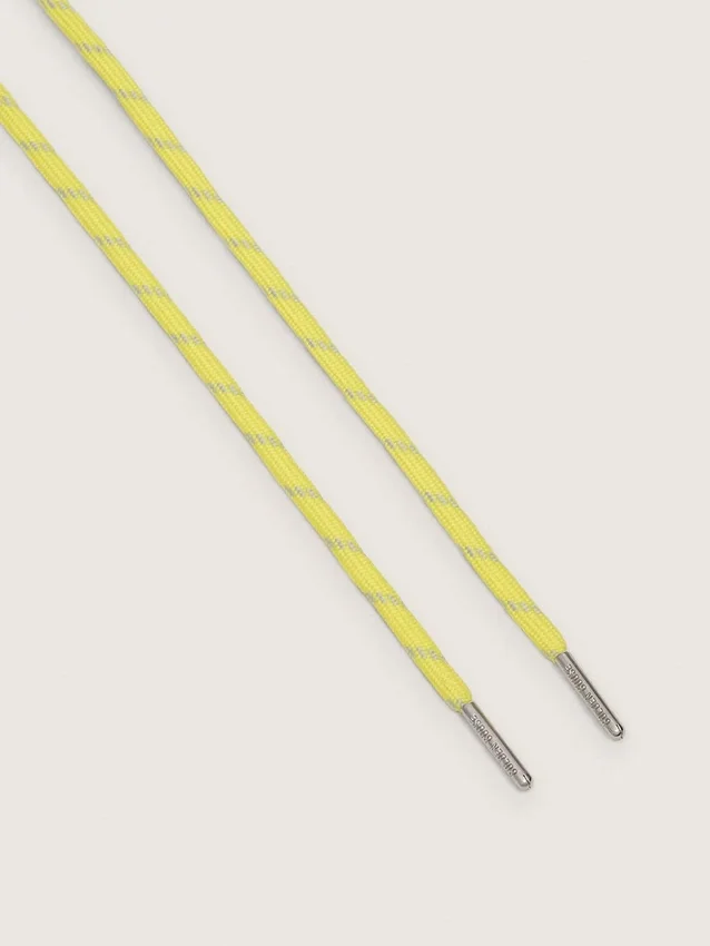 Yellow hiking laces with gray details