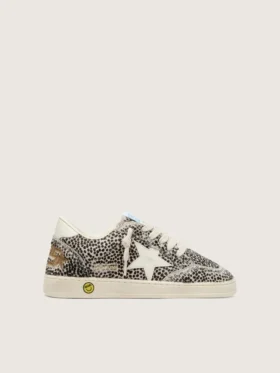Junior Ball Star in black and white leopard pony skin with cream leather star