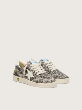 Young Ball Star in black and white leopard pony skin with cream leather star