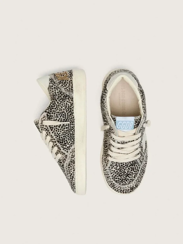 Junior Ball Star in black and white leopard pony skin with cream leather star
