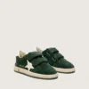 Young Ball Star in forest-green suede with cream leather star and heel tab