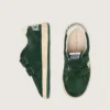 Young Ball Star in forest-green suede with cream leather star and heel tab