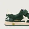 Young Ball Star in forest-green suede with cream leather star and heel tab